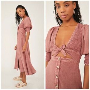 Free People - String Of Hearts Maxi Dress Smocked size Small